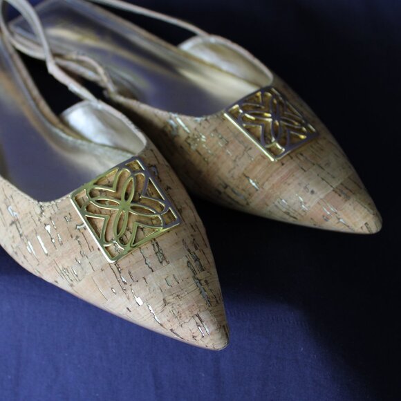 Lilly Pulitzer BRIT cork slingback gold buckle Ballet Flat slide shoe 10 $198 - Picture 9 of 11